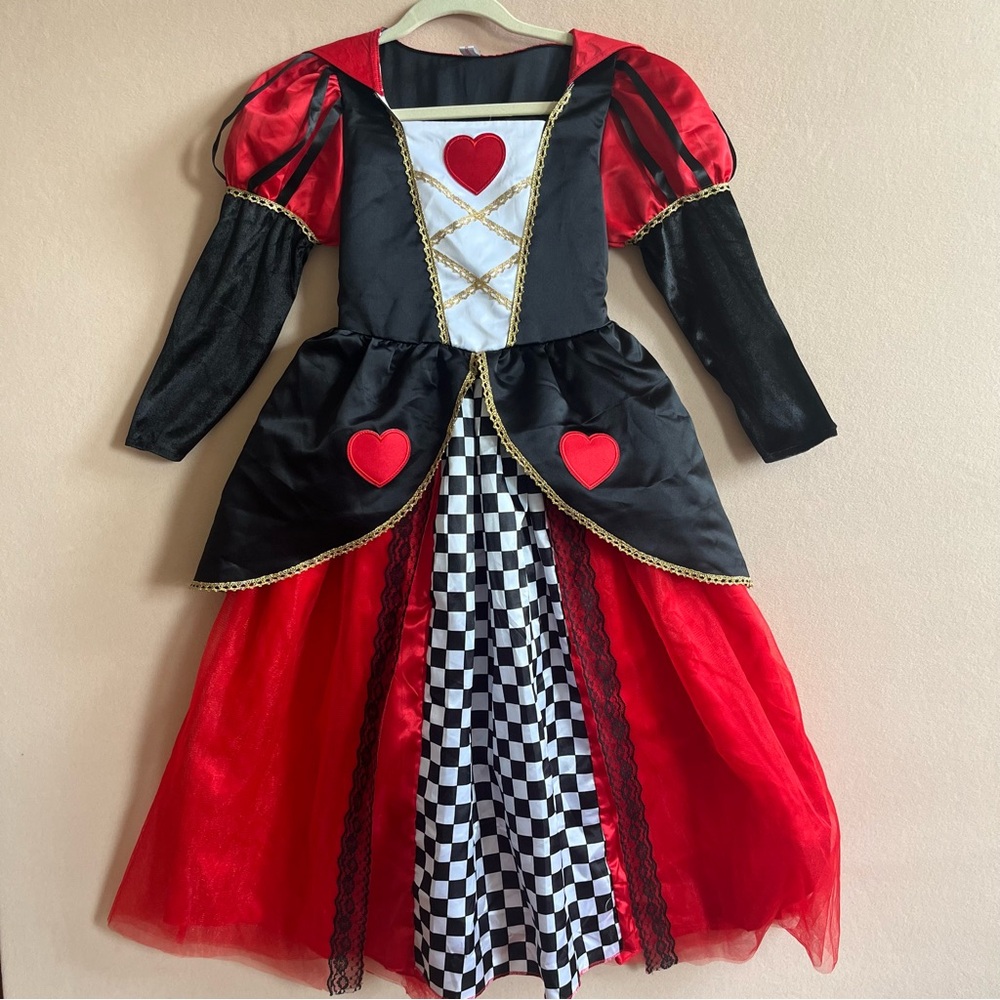 ReliBeauty Queen of Red Hearts Girls Costume Queen Dress  8-9 Years Old